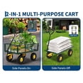 thumbnail image 1 of Steel Garden Wagon – Heavy Duty 900 lb 3-in-1 Utility Trailer – Removable Mesh Sides – 10" All-Terrain Tires – 180° Rotating Handle – Flatbed – Lawn, Backyard & Gardening – Yellow + Black, 1 of 25