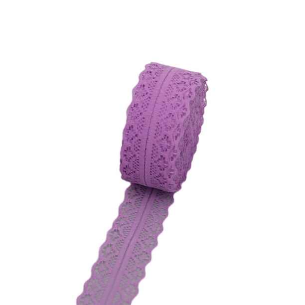 Naiovety Cinta de borde de encaje beige blanco de tela - Cinta decorativa de moda y duradera Cinta fácil de atar Tela de costura y artesanía E3-9 morado