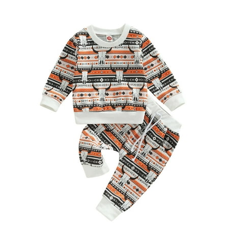 

Toddler Boys Winter Long Sleeve Cow Printed Tops Pants 2PCS Outfits Clothes Set For Baby Clothes