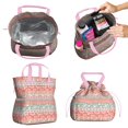 thumbnail image 2 of Boho Bohemia Pioneer Flower Drawstring Lunch Bag Women - Drawstring Lunch Bag Insulated for Work Office - Stain-Resistant Large Lunchbags for Women with Multi-Pockets, 2 of 6
