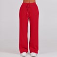 thumbnail image 6 of WTOBBY Women's Sportswear Set, Oversized Half-Zip Sweatshirt and Wide Leg Sweatpants, Casual Fall Tracksuit for Athletic Wear, Comfortable Stylish for Gym Lounge Running,Red L, 6 of 6