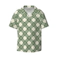 thumbnail image 3 of Balery Daisy Plaid Green Men's Casual Button Down Shirt Short Sleeve Textured Summer Cuban Beach Shirts-XX-Large, 3 of 7
