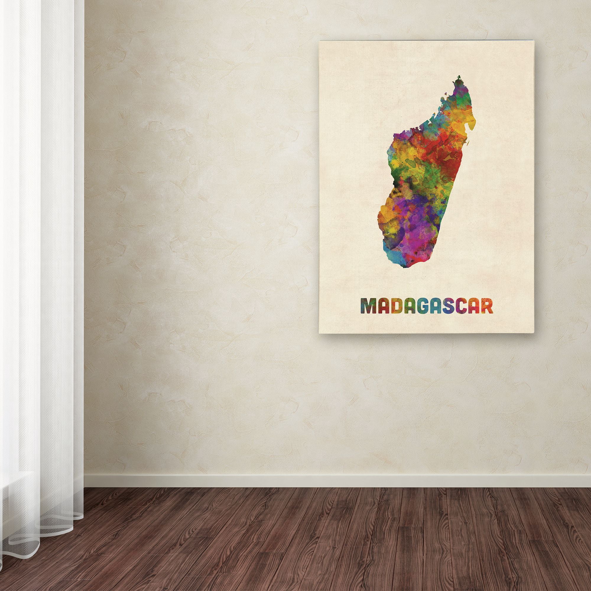 Trademark Fine Art 'Madagascar Watercolor Map' Canvas Art by Michael Tompsett