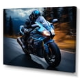 thumbnail image 2 of Designart "Blue Yellow Motorcycle Euphony" Transportation Canvas Art Print, 2 of 5