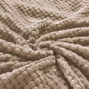 Exclusivo Mezcla Waffle Textured Extra Large Fleece Blanket, Super Soft and Warm Throw Blanket for Couch, Sofa and Bed (Camel, 50"x70")-Cozy, Fuzzy and Lightweight