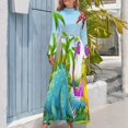 thumbnail image 4 of Dinosaur Palm Tree Women's Long Dress Long Sleeves Dress Vintage Dresses Party Maxi Dress High Waist Dress, 4 of 4