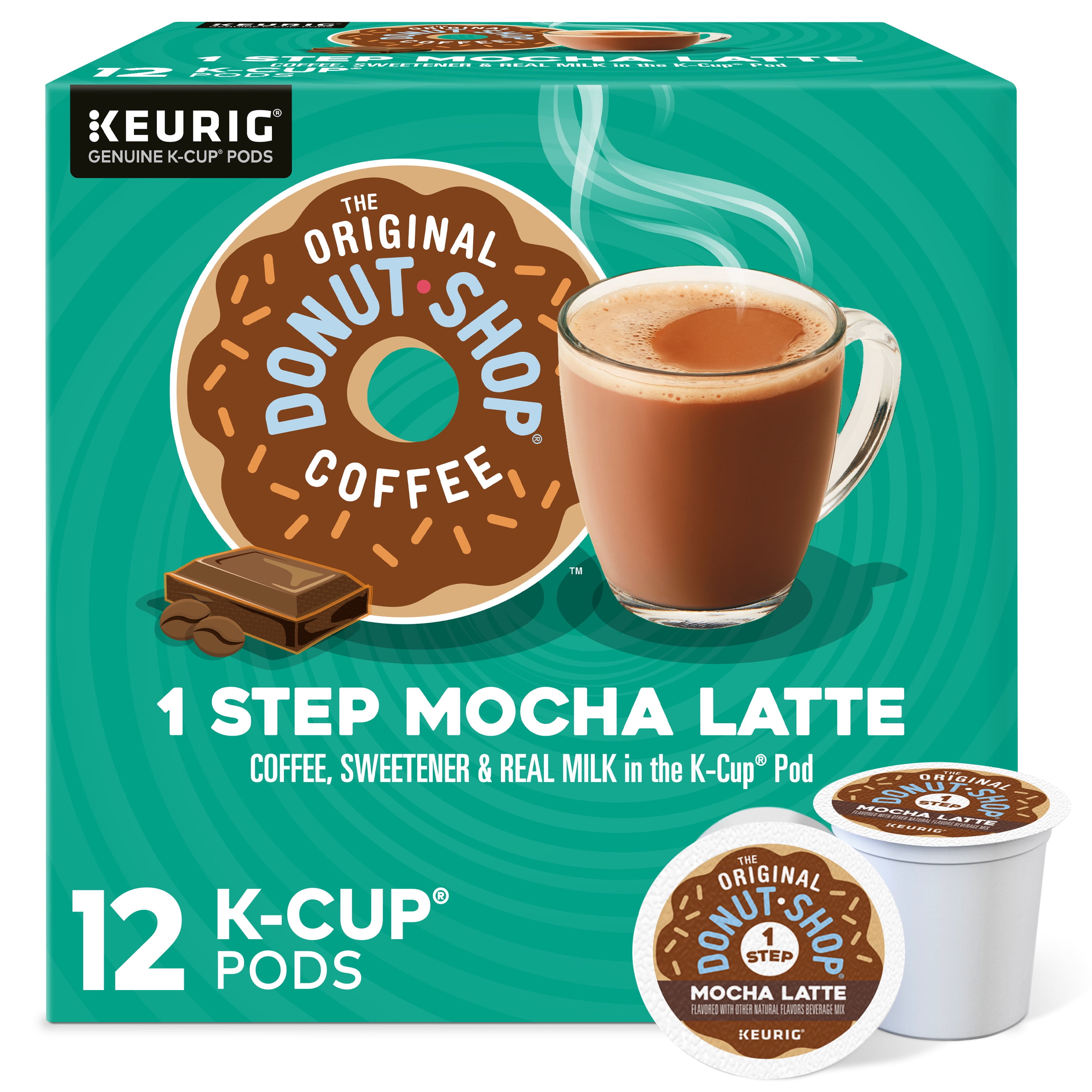 Original Donut Shop, Mocha Latte Medium Roast K-Cup Coffee Pods, 12 Count