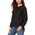 thumbnail image 1 of maison Jules Womens Heart-Print Pullover Blouse, Black, Large, 1 of 1