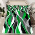 thumbnail image 2 of Manfei Green Stripes Adult Bed Sheets, Abstract Ombre King Sheets, Chic Geometric Artwork Sheet Set, Microfiber Bedroom Decor, 4 Pieces, 2 of 7