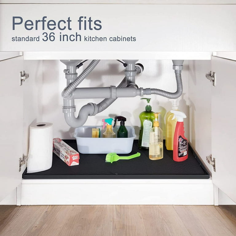SIKADEER Under Sink Mat for Kitchen Waterproof, 22 x 22 Silicone Cabinet  Liner Mat for Bathroom Under Sink Organizer with Raised Edge Protector