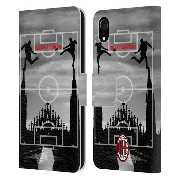 Head Case Designs Officially Licensed AC Milan Adults Milano Siamo Noi 3 Leather Book Wallet Case Cover Compatible With Apple iPhone XR