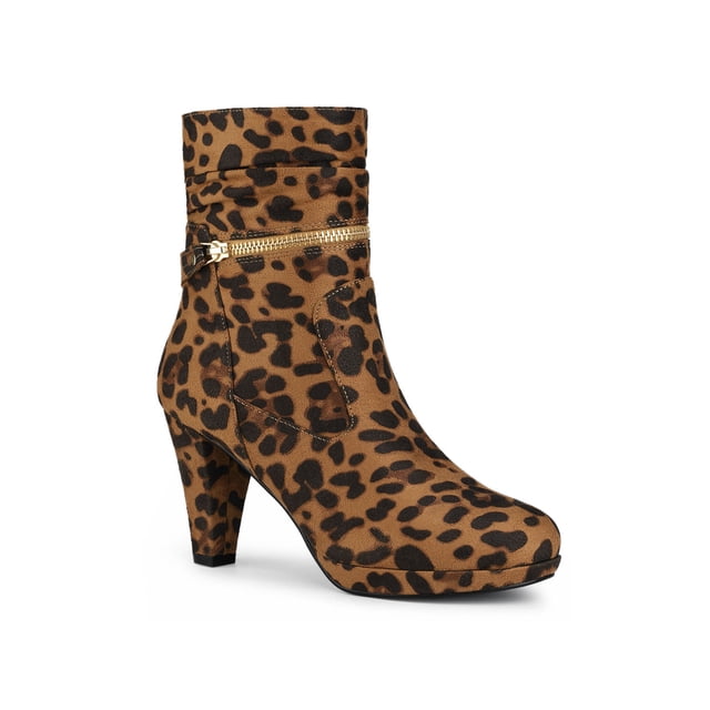 Unique Bargains Women's Ankle Zip Platform High Heel Boots