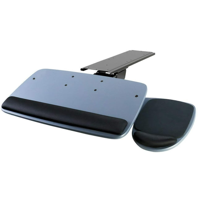 Mount-It! Under Desk Keyboard Tray, Adjustable Keyboard and Mouse Drawer Platform with Ergonomic Wrist Rest Pad, 17.25" Track (MI-7137)
