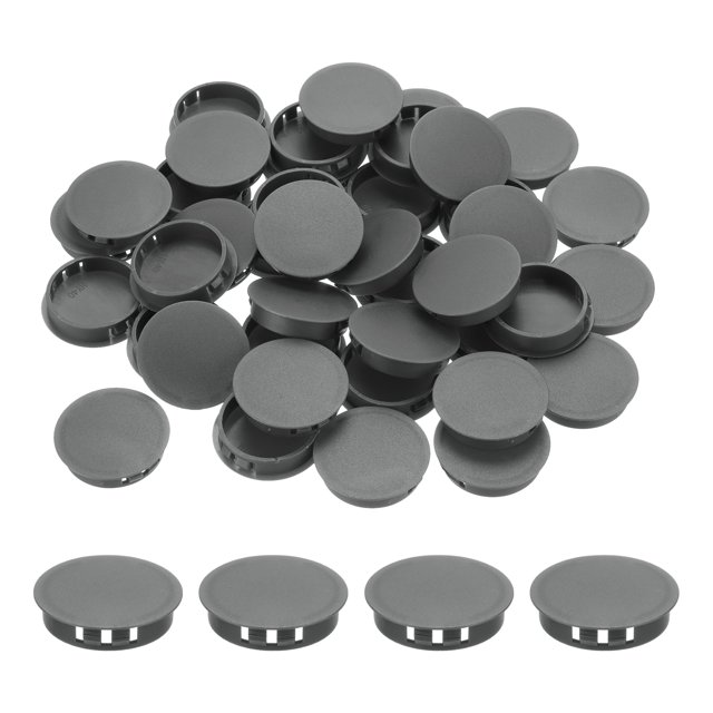 Uxcell 64PCS 45mm Tapones de Plástico Gris Oscuro, Tapas de Agujeros de Panel Tipo Flush