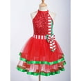 thumbnail image 3 of Zaldita Kids Girls Christmas Elf Dress Dance Costume Shiny Sequins Ballet Dance Dress Xmas Party Tutu Red 16, 3 of 7