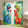 thumbnail image 2 of Feelyou Cute Dino Family Curtains Pack of 2 (42x84 Each) for Kids, Happy Jungle Animal Curtains Blackout, Blue Green, 2 of 6
