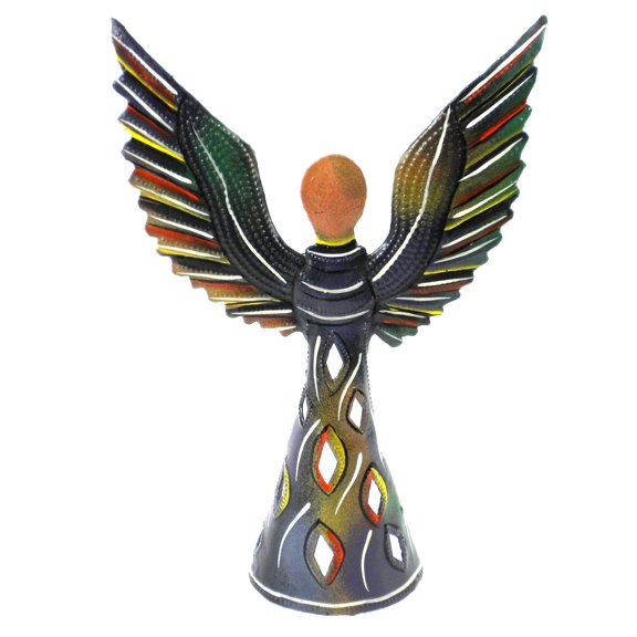 Hand Painted 9 Inch Standing Metal Angel Croix des Bouquets