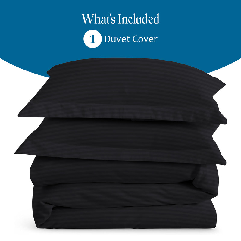 500 TC 100% Egyptian Cotton Premium Duvet Cover Zipper Closur Ultra Soft Durable and Fade Resistant Color Black Stripe size Wyoming King