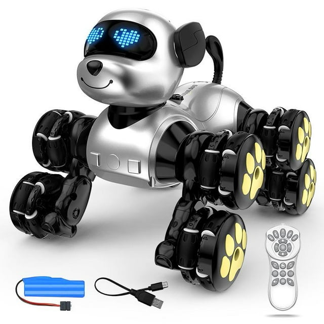 EIRGNGXQ Jouets Interactifs pour Chats Robots, Jouets Robots Programmables Intelligents Électroniques Cadeau, Jouet Voiture Télécommandée pour Garçons et Filles