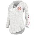 thumbnail image 2 of Women's Pressbox Gray Iowa State Cyclones Space Dye Lace-Up V-Neck Long Sleeve T-Shirt, 2 of 3