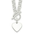 thumbnail image 3 of Auriga 925 Sterling Silver Engravable Heart Disc on Fancy Link Toggle Necklace 18" Valentine's Day Gift for Women, 3 of 8
