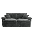 thumbnail image 5 of Aukfa 81" Oversized Modular Sectional Sofa, Corduroy Upholstered Cloud Couch with Two Ottomans, Deep Seat Comfy Sofa Set for Living Room, Dark Gray, 5 of 7