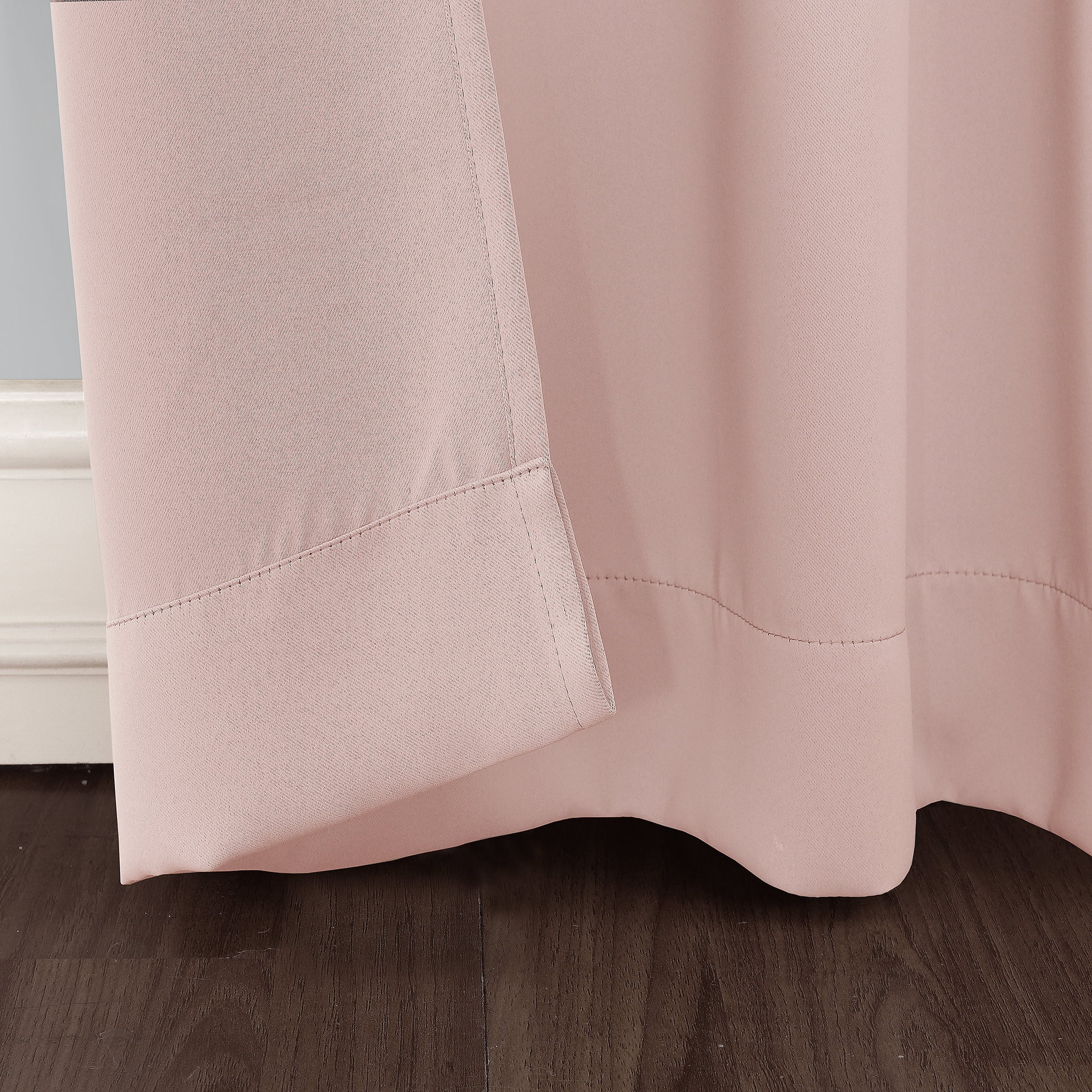 Sun Zero Nolan Energy Saving Blackout Rod Pocket Curtain Panel, 40"X95", Blush (Single Panel)