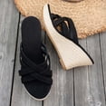 thumbnail image 4 of Xucatan Women's Espadrille Wedge Slides, Crisscross Strap Open Toe Slippers with Jute Heel, Round Toe Platform Sandals, Versatile Summer Beach Footwear Gift, 4 of 9