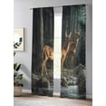 thumbnail image 4 of Sheer Curtains 108 Inches Long 2 Panels Set for Living Room, Forest Deer Semi Sheer Curtains for Windows, Farmhouse River Vintage Elk Voile Window Treatments Rod Pocket Curtain, 4 of 7