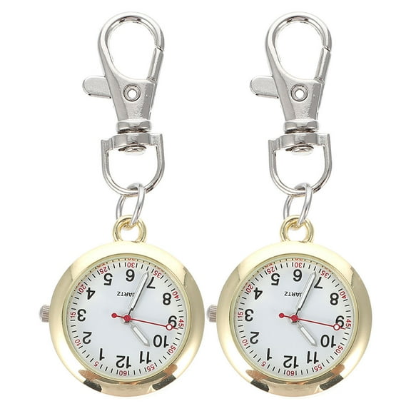 OFFIGAM Nurse Pendant Watch Golden Analog Display Lightweight for Decoration 2Pcs