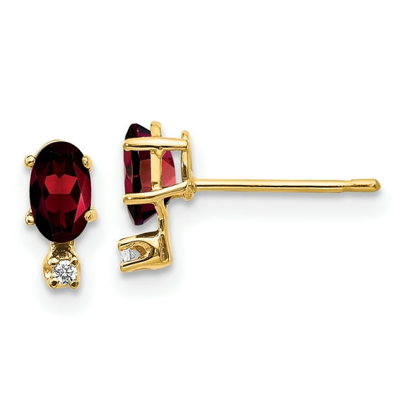 Primal Gold 14 Karat Yellow Gold Diamond and Garnet Birthstone Earrings