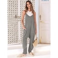 thumbnail image 4 of Women Casual Summer Overalls Sleeveless Spaghetti Strap Romper Jumpsuits Trendy Beach Vacation Outfits Dark Gray L, 4 of 6