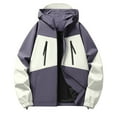 thumbnail image 5 of LpwkSSA Men's Outdoor Coats Warm Casual Fashion Color Matching Long Sleeved Hooded Jackets Zipper Pockets Outdoor Sports Mountaineering jacket Purple XXXL, 5 of 9