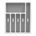 thumbnail image 1 of organizador para cubiertos 6 compartimentos de plástico blanco y gris, 1 of 6