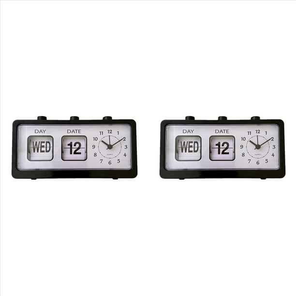 2X Reloj Despertador Mecánico Novedad Flip Clock Reloj Digital de Escritorio con Calendario Reloj Decoración del Hogar Decoración Retro, Negro