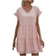 thumbnail image 2 of Puntoco Vestido De Manga Corta Con Cuello En V, Moda Femenina De Verano De Gasa Suelta Rosa M, 2 of 7