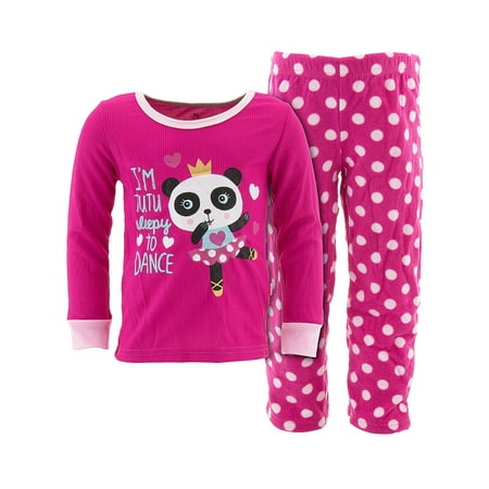 Monkey Pink Girls Pajamas - Duck Duck Goose Girls Tutu Sleepy Pink Panda Pajamas