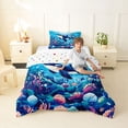 thumbnail image 2 of spefrowx Marine Orca Twin Comforter Sets for Kids Boys Girls, Blue Vibrant Coral Reef Bedding Set, Polka Dot Reversible, 2 Pieces, 1 Comforter and 1 Pillowcase, 2 of 6