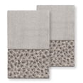 thumbnail image 2 of Authentic Hotel and Spa Turkish Cotton Cheetah Jacquard Trim Light Grey 2-Piece Hand Towel Set, 2 of 3