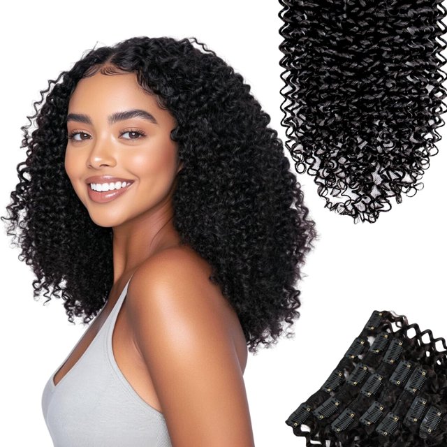 Extensiones con clip SIYUSI Kinky Curly 100% brasileño Remy Hair
