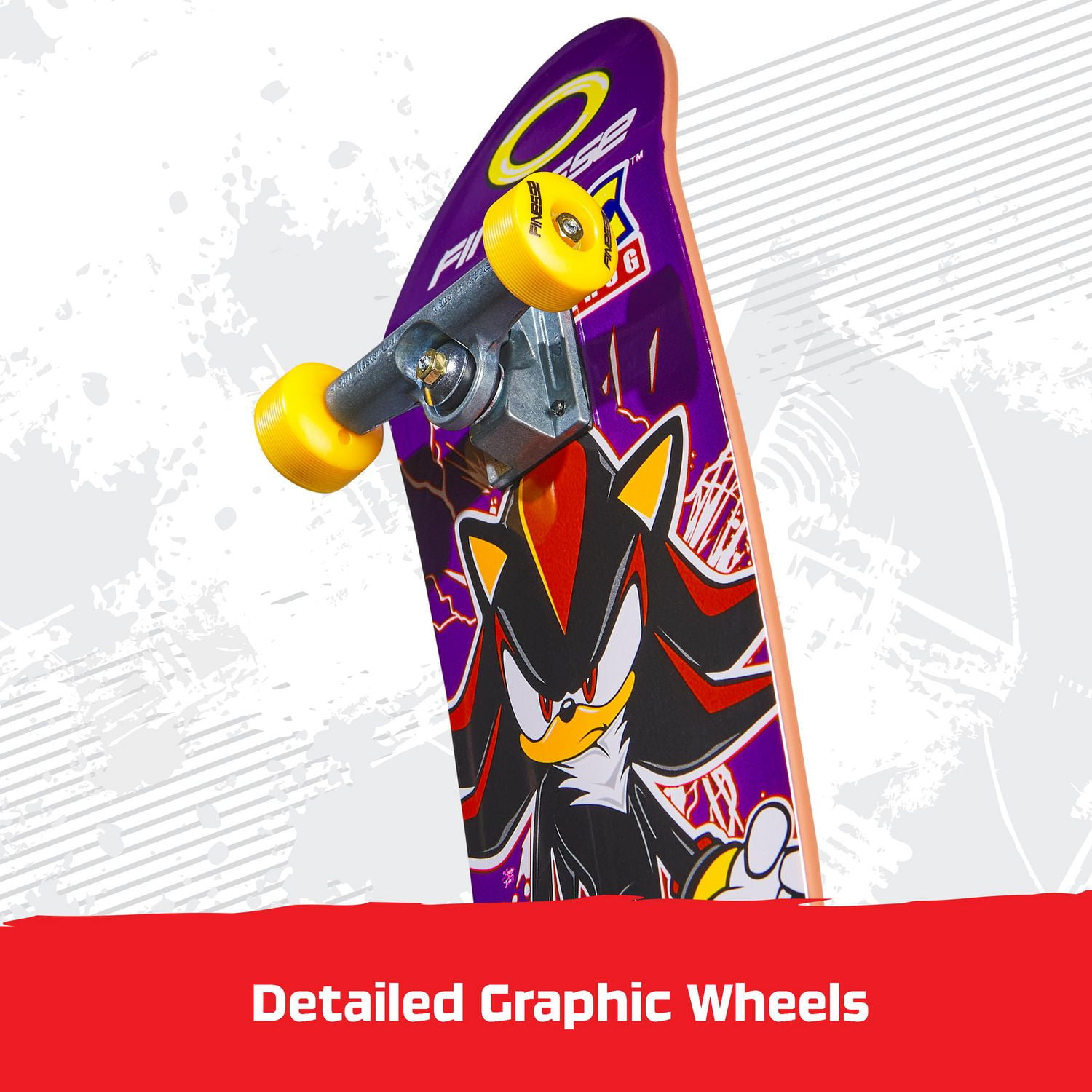 Tech Deck, Finesse X Sonic the Hedgehog Handboard; Authentic Mini Skateboards, Kids Toys for Boys & Girls, Ages 6 and up (Hands Use Only)