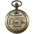 thumbnail image 1 of Men Quartz Pocket Watch Classic Vintage Pendant Watch To My Son" Watch Gift For Father Mother Son Necklace Watch, 1 of 5