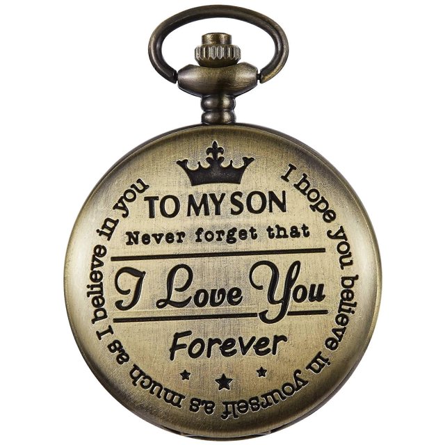 Men Quartz Pocket Watch Classic Vintage Pendant Watch To My Son" Watch Gift For Father Mother Son Necklace Watch