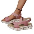 thumbnail image 4 of Hopeusnice Sandals for Women Thick-Soled Heel Breathable Non-Slip Open Toe Trendy PU Materials Summer Shoes Soft Women's Sandals Slip-Resistant Walking Shoes Pink 43, 4 of 6