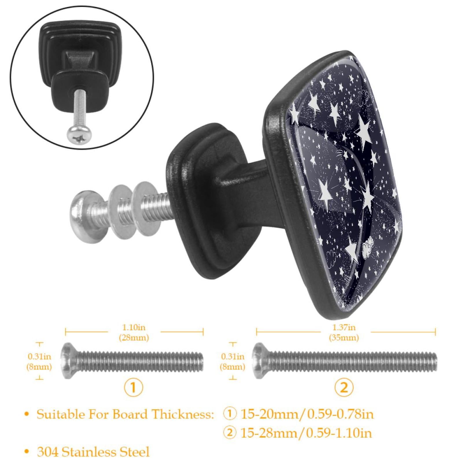 4 Pcs Cabinet Handle Drawer Pulls Stars in Dark Knobs with Screws Square Furniture Office Cabinet Knob Decoration