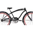 thumbnail image 2 of Wonder Wheels Beach Cruiser Coaster Brake Single Speed Bicycle, Bike, Stainless Steel Spokes One Piece Crank Alloy Red Rims 36H White Wall Tire W/ Fender - Black & Red, 2 of 11