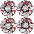 thumbnail image 2 of Shower Caps,Red and White Striped Baseballs Pattern Waterproof Shower Cap for Women 4 Pieces,Double Reusable Hair Cover for Shower PEVA Elastic Stretch Hem, 2 of 7