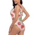 thumbnail image 4 of Wukai Strawberry Floral Chic One Shoulder Swimwear with Ruffle Design and Tummy Control Skirt: Fashionable, Supportive, Comfortable for Beach-Medium, 4 of 7