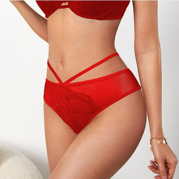 Ropa interior Tangas de algodon Paquete de 3 T Volver Ver a traves de Tanga Sexy Encaje Transpirable Bikini Bragas Ropa interior para adolescentes Rojo M Feliz Sencillez Walmart en linea