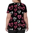 thumbnail image 4 of Stichou Women's Valentines Scrub Tops Plus Size Love Heart Graphic Happy Short Sleeve Medical Nursing Uniforms Lightweight V Neck Casual Tops with Pockets Black 5XL, 4 of 6